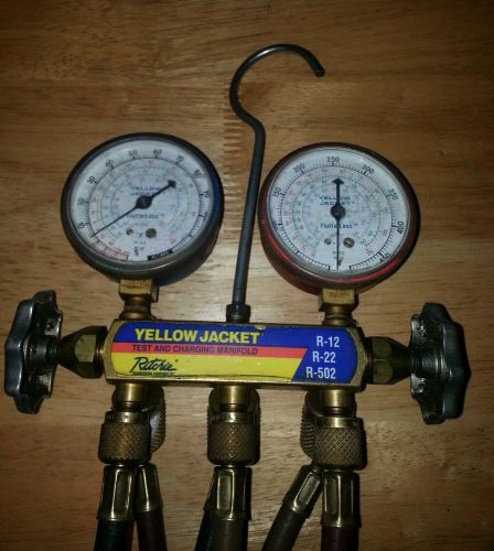 RITCHIE YELLOW JACKET FLUTTERLESS TEST &amp; CHARGE MANIFOLD 60&#034; HOSES R22 R12 R502
