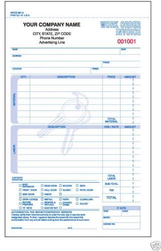 WOICC-891 Locksmith Work Order Invoice Snap-a-Part Form