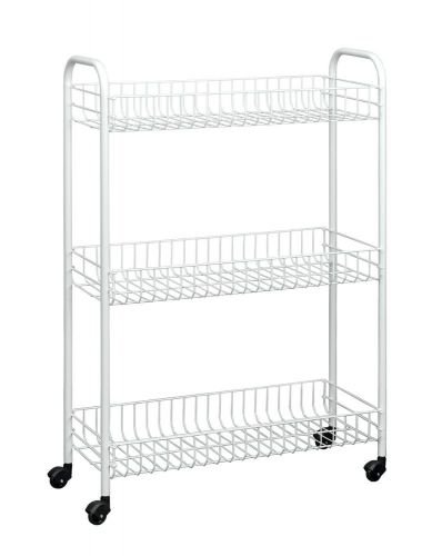 Wire world 3-tier slim cart, white laundry kitchen shop apartment for sale