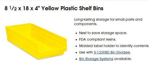 ULine S-13401Y Storage bin. 8.5x18x4&#034;. 12 per box. New Warehouse Storage. Yellow
