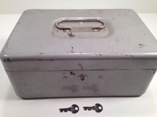 Vintage CCC Products Locking Gray Metal Cash Box With Keys