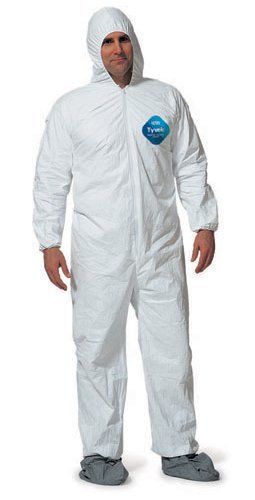 6 x dupont ty122s disposable tyvek coverall, hood, boots, lakeland 1414 size med for sale