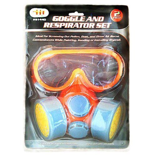 IIT 91440 Twin Cartridge Respirator with Safety Goggles New
