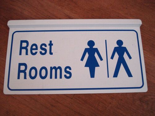 RESTROOMS - (UNISEX) - GRID-LOCK / DROP CEILING COMPATIBLE SIGN - 12-in x 6-in