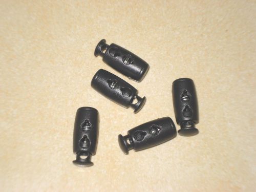 2 pcs 7/8&#034; black two holes cord locks plastic toggles small size s008 0710d for sale