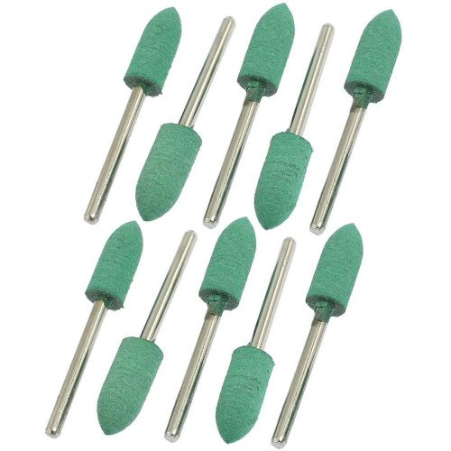 NEW 10 Pcs 8mm x 20mm Cone Head 3mm Shank Grinding Rubber Mounted Point Green