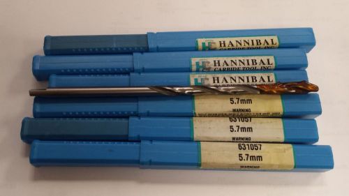 NEW HANNIBAL 5.7MM CARBIDE TIPPED TAPER LENGTH DRILL LOT OF 6