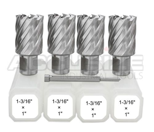 4 pcs 1-3/16&#034; hss annular cutters cutting depth 1&#039;&#039; with 4 pcs pilot pin, #a04 for sale