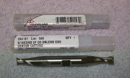 2 UN-USED IN TUBE  CLEVELAND 5/16&#034;  DOUBLE END  2 FLUTE END MILLS