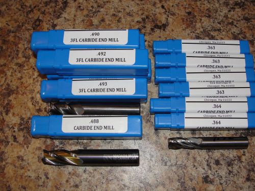 Solid carbide end mills-freshly reground- a lot of 18 for sale