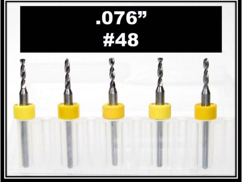 .076&#034; - #48 - 1/8&#034; Shank  Carbide Drill Bits  FIVE Pcs CNC Dremel Model Hobby