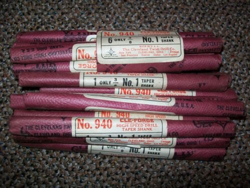 17 NOS Cleveland Twist Drill Co High Speed Taper Shank Drill~3/8&#034;~Cle-Forge~