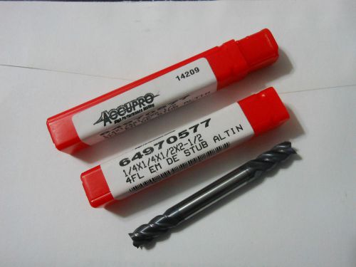 NEW ACCUPRO 1/4&#034; Carbide End Mills (QTY: 2 )