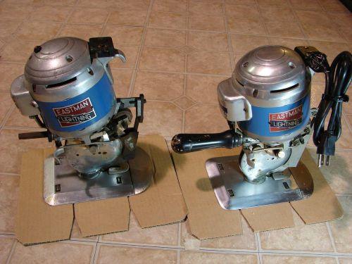 TWO EASTMAN CLASS 355 LIGHTENING ELECTRIC FABRIC CUTTERS. CUTTING MACHINES 110V