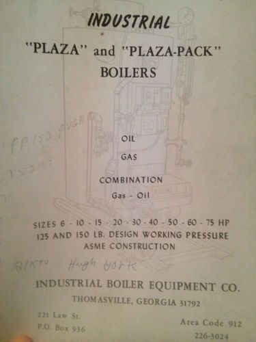Industrial Plaza And Plaza-Pack Boilers Catalog