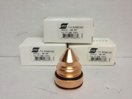 Lot of 3 - ESAB 0558001882 Nozzle 100 Amp for PT-600 Torch - New!