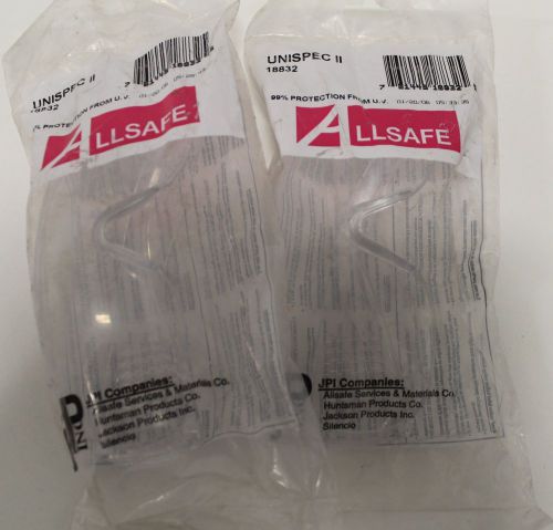 Lot of 2 AllSafe Unispec II UV Safety Glasses Uncoated Clear 18832 Free Shipping