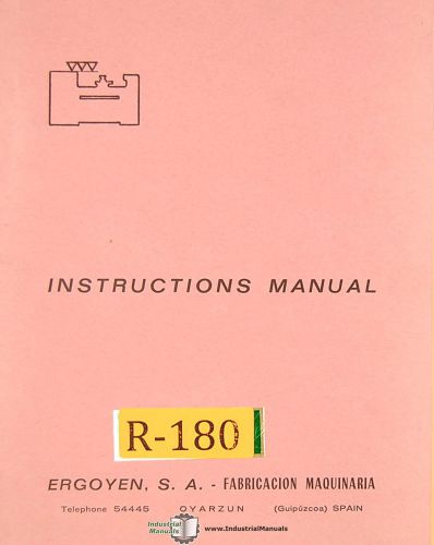 Roskelly Erfoyen 14-40, Lathe, Instructions and Parts Manual 1969