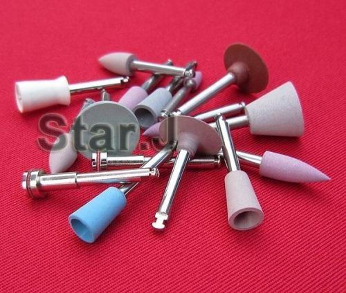 16pcs Assorted Dental Silicone Polisher 2.35mm Diamond Burs Cups Latch type