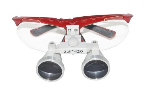 2015+aa new red dentist dental surgical medical binocular loupes 2.5x 420mm +aaa for sale