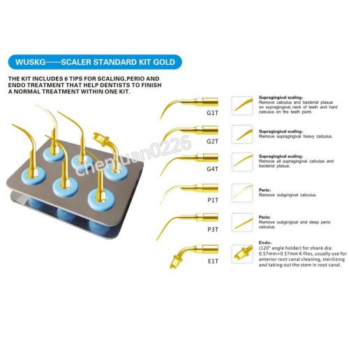 WUSKG Dental Ultrasonic Scaler Standard Tips Kit  for WOODPEDCKER-UDS SERIES