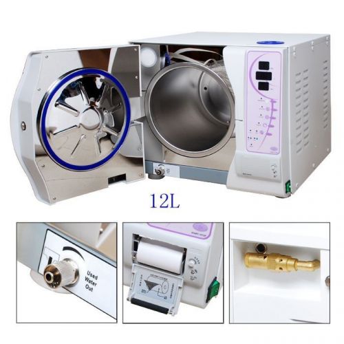 Dental medical equipment vacuum steam autoclave sterilizer 12l data printer for sale