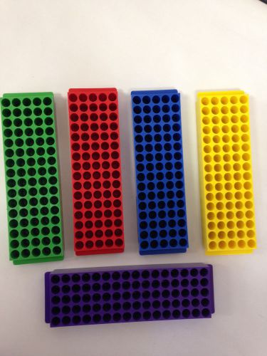 Assorted colors polypropylene microcentrifuge tube storage freezer racks (lot 5) for sale