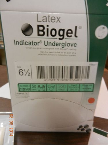BioGel 31265 Surg UnderGloves Sz 6.5 Latex IndicatorBiogel Coat  Green 50prs