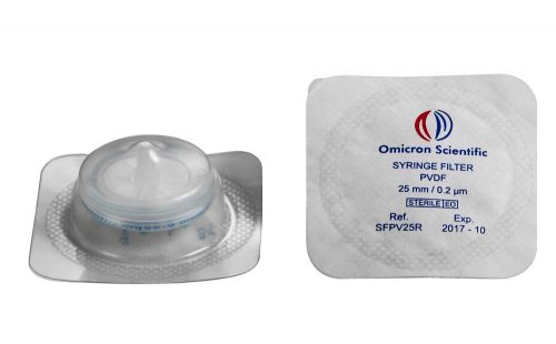 PVDF Syringe Filter Sterile 25mm, 0.2um, 25/pk
