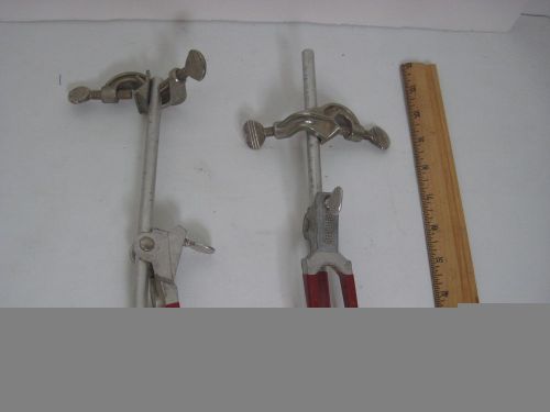 3 finger lab line flask clamp, lot of two, estate sale find, take a look for sale