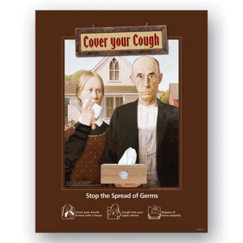22&#034;w x 28&#034;h - american gothic  cover your cough 1 ea for sale