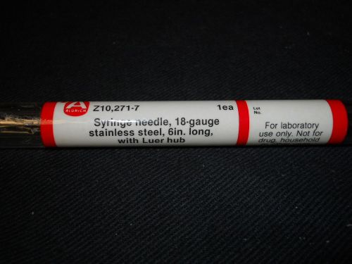 Sigma Aldrich 18ga Stainless Steel 6in Syringe Needle w/ Luer Hub, Z10271-7