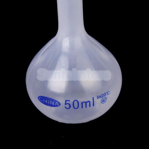 5x Lab Volumetric Flask Measuring Bottle Graduated Container W/ Cap Plastic 50ml