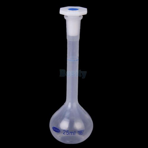 25ml plastic kitchen lab laboratory volumetric measuring flask w/ push cap for sale