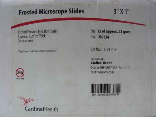 Cardinal Health Etched Frosted End Microscope Slides 1.2mm 3&#034;x1&#034; M6134 Qty.3600