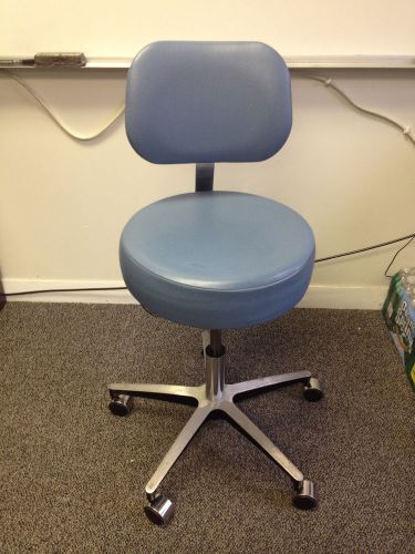 Blue Adjustable Rolling Lab Chair with Aluminum Base