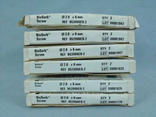 Linvatec ConMed BioSorb Resorbable Surgical Screws 2.0 x 6mm Surgery  *Lot of 6*