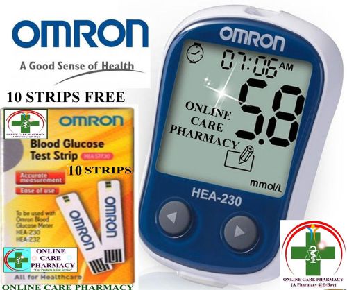 Omron blood glucose monitor ,( hea-230 ) 512 mega memory + 10 test strips free. for sale