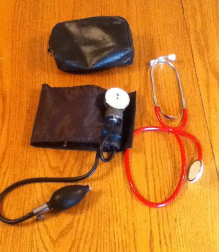 Adult bergen brunswig sphygmomanometer w/ cuff stethoscope, case, blood pressure for sale