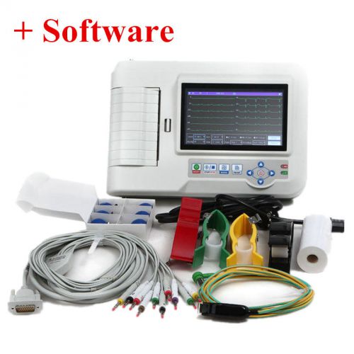 Touch Screen ECG/EKG machine ECG600G,6 channels +free software+Printer,CE