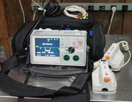 Zoll e series monitor  biphasic,12 lead ecg, pacing aed paddles for sale
