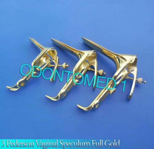 3 Pederson Vaginal Speculum Full Gold (S,M,L) OB/Gynecology Instruments