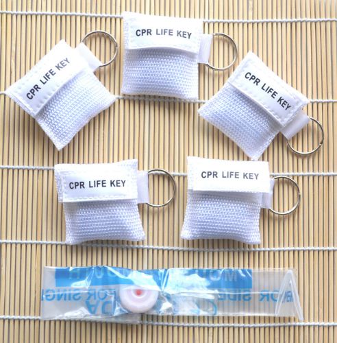 50 pcs/lots CPR MASK WITH KEYCHAIN CPR FACE SHIELD AED WHITE COLOR NEW ARRIVAL