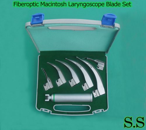 Fiberoptic Macintosh Laryngoscope Six Blade Set (Anesthesia EMT)