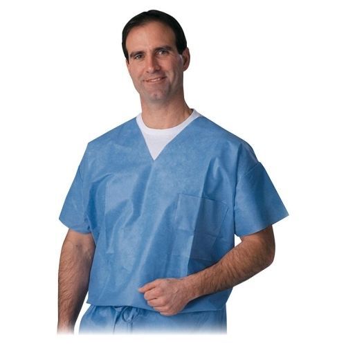 Medline Disposable V-Neck Scrub Top - Extra Large (XL) - 30 / Case - Blue