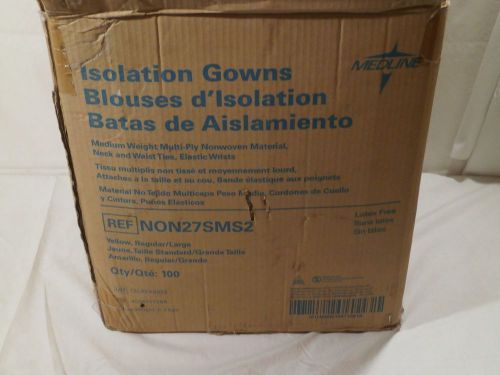 New 100 Medline Isolation Gowns NON27SMS2 Yellow Large