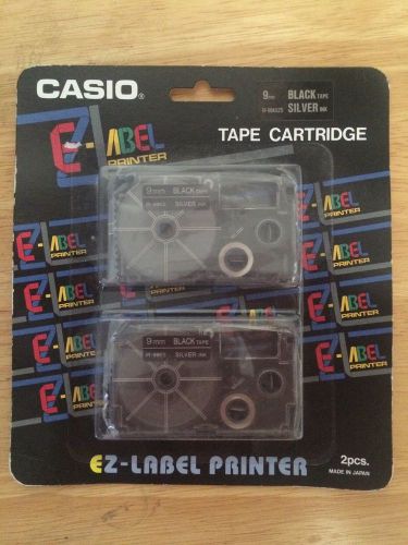 CASIO EZ Label Tape Cartridge 9mm Silver Ink Black Tape IR-9BKS2S