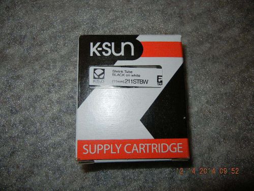 K-Sun 211STBW Shrink Tube BLACK on White Label Cartridge, Brand New