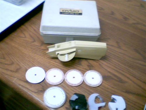 Vintage DYMO M-6 Label Making Maker KIT + CASE + 5 Wheels + 3 ROLLS Tape