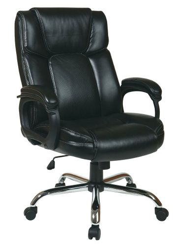 Executive Black Eco-Leather Big Mans Chair with Padded Loop Arms and Chrome Base